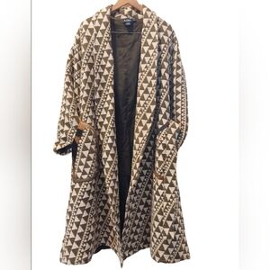 Vintage Advance Apparels 100% Cotton Geometric Patterned Long Trench Coat